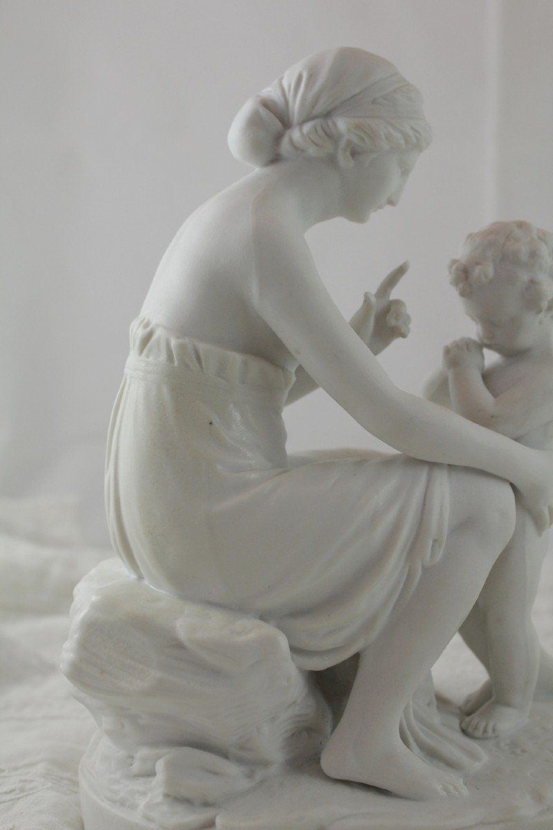 Sculpture En Biscuit De Porcelaine 'la Leçon à l'Amour' 19ème Siècle-photo-7