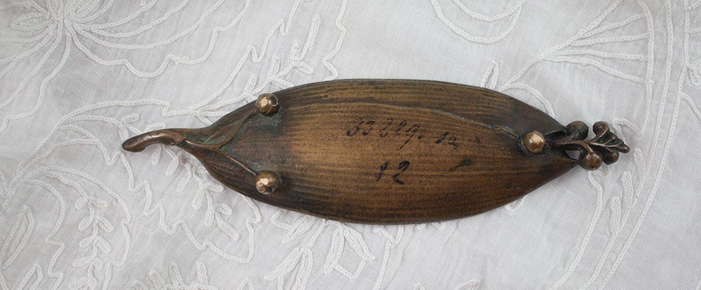 Bronze Lily Of The Valley Leaf Empty Pocket Circa 1900-photo-1