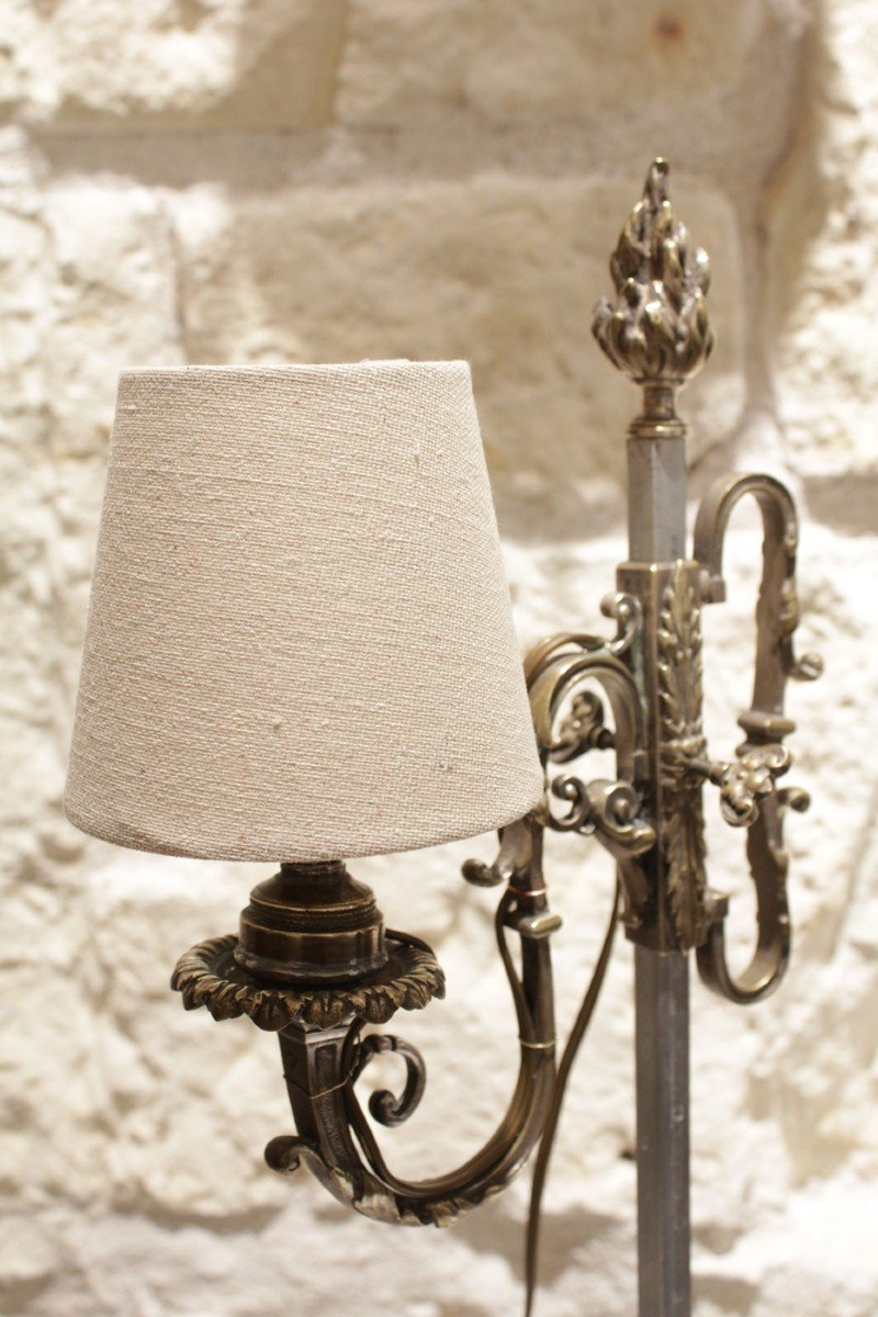 Adjustable Bronze And Marble Lamp Early 20th Century-photo-4