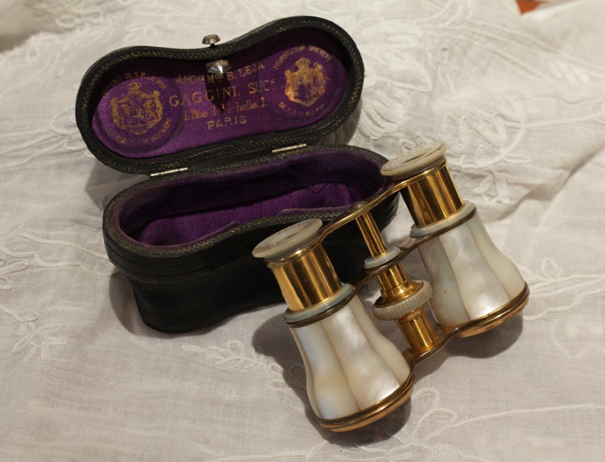 Pair Of Theatre Binoculars With Case Late 19th Century-photo-2