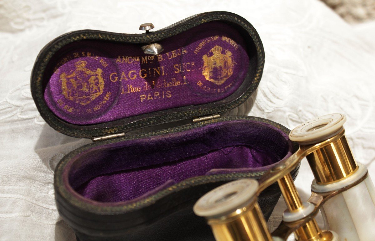 Pair Of Theatre Binoculars With Case Late 19th Century-photo-3