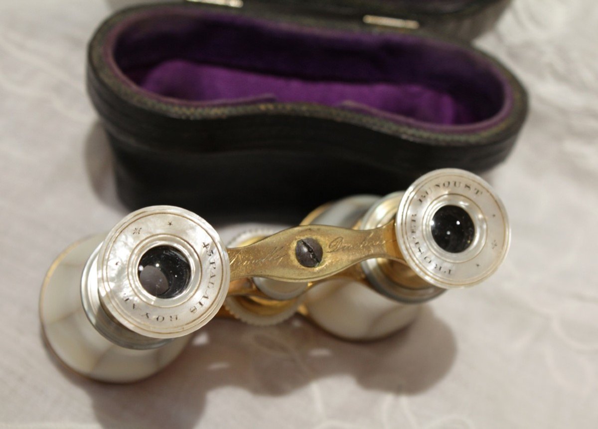 Pair Of Theatre Binoculars With Case Late 19th Century-photo-4