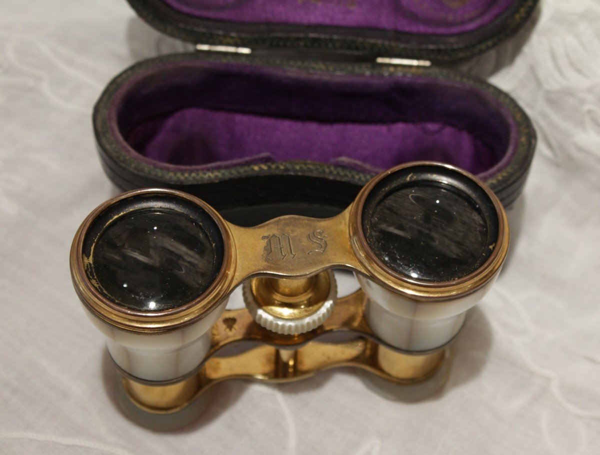 Pair Of Theatre Binoculars With Case Late 19th Century-photo-1