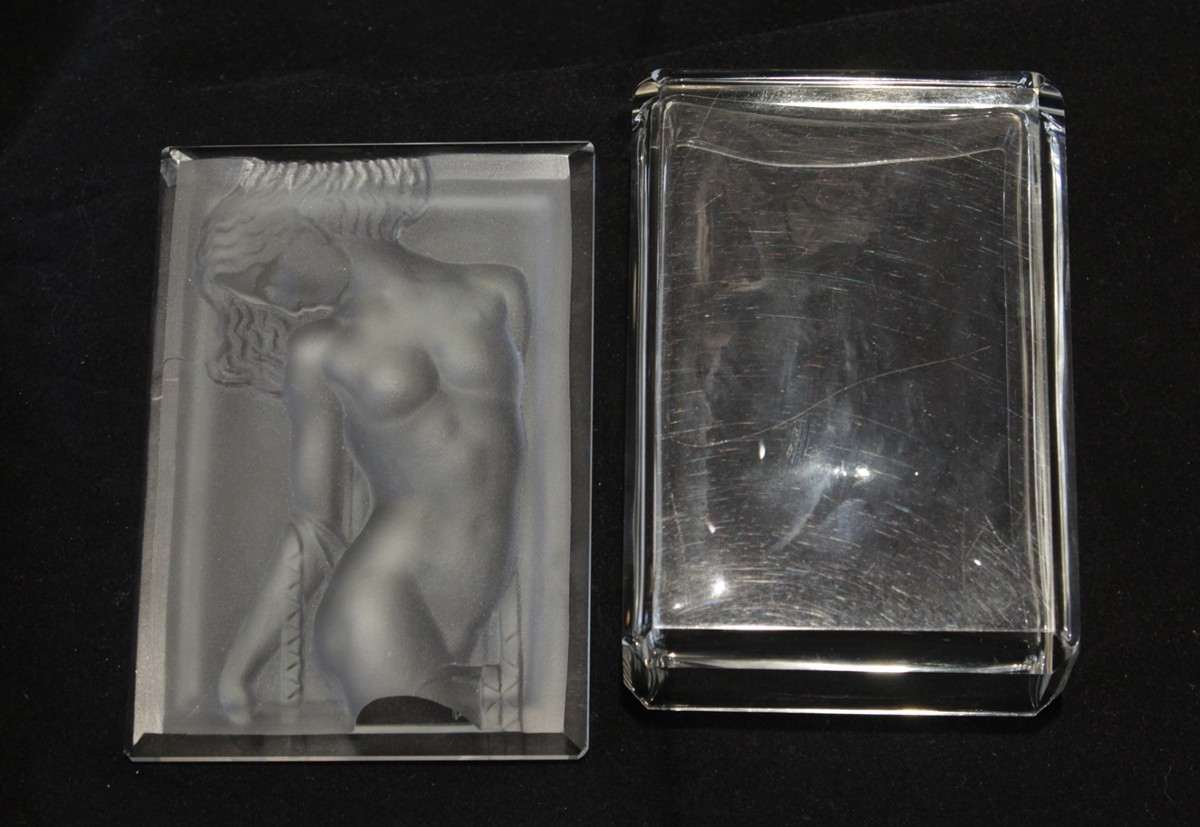 Frosted Glass Box Female Body Heinrich Hoffmann Art Deco Circa 1930-photo-3