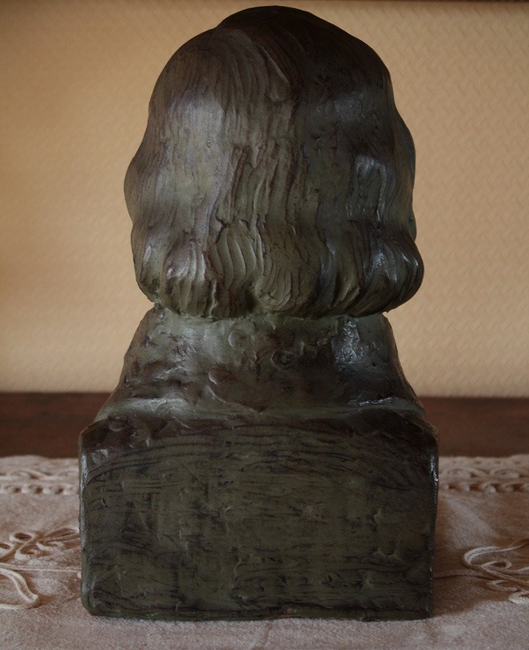 Terracotta Sculpture 'portrait Of Frédéric Chopin' By Marcel Bouraine (1886-1948)-photo-4