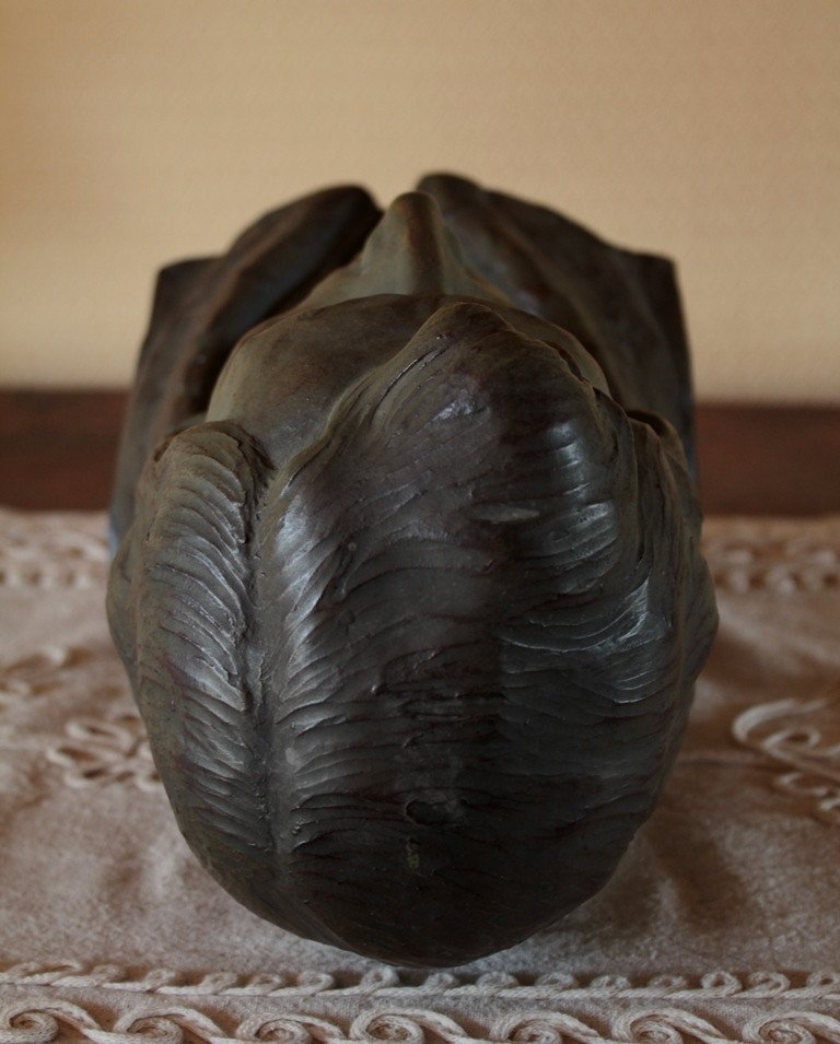 Terracotta Sculpture 'portrait Of Frédéric Chopin' By Marcel Bouraine (1886-1948)-photo-6