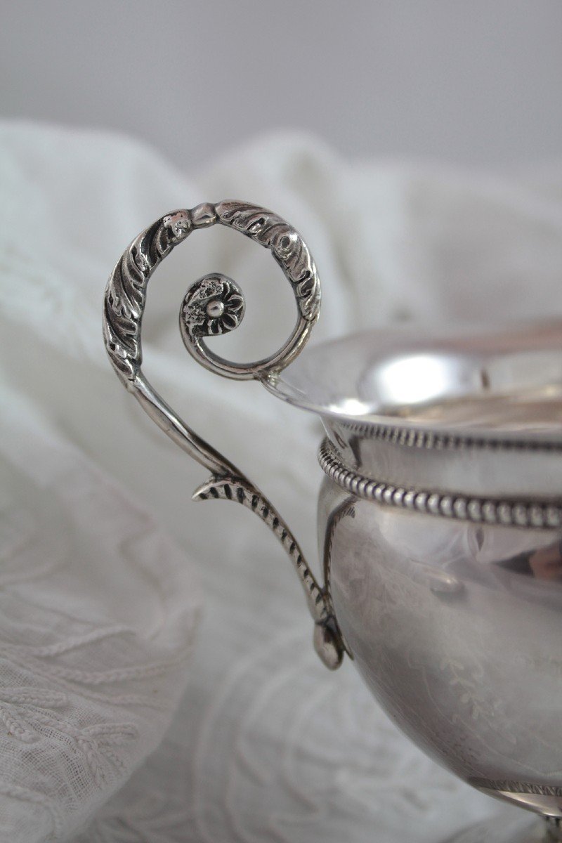 Sterling Silver Cup And Saucer 'old Man' Or 'michelangelo' Hallmark (1819-1838)-photo-3