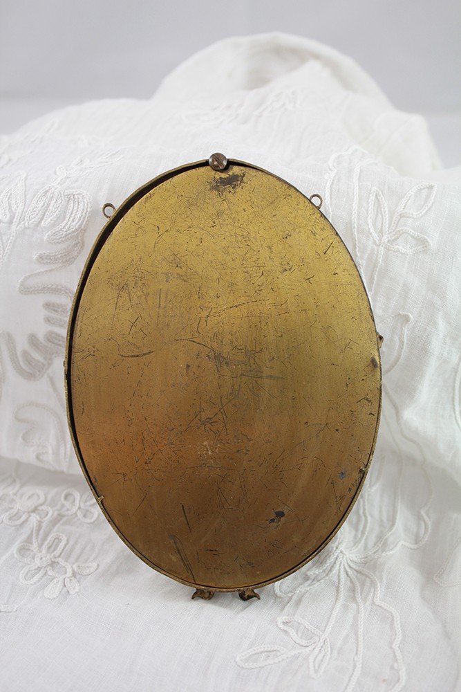 Oval Frame In Brass And Curved Glass Louis XVI Style-photo-1