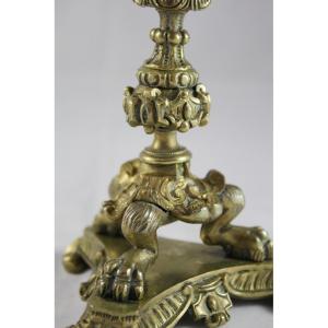 Paire De Bougeoirs En Bronze époque Napoléon III, Fin 19ème Siècle