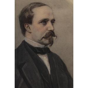 Drawing 'portrait Of Charles Morin' Signed M. Parmentier Circa 1870