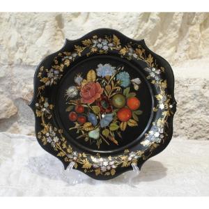 Small Painted And Inlaid Mother-of-pearl Dish Late 19th Century