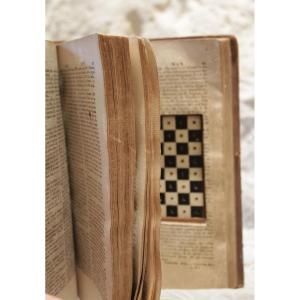 Book Box Portable Geographic Dictionary 1793-1794 With Chessboard