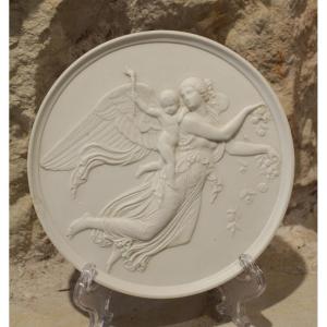 Biscuit Medallion 'the Day' After Bertel Thorvalsen (1770-1844), Bing And Gröndahl, 19th