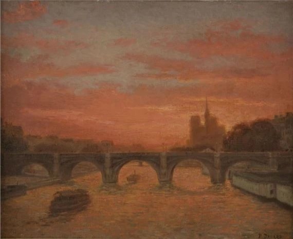 Paul Druard : Coucher de soleil sur Paris, la Seine et Notre-Dame-photo-3