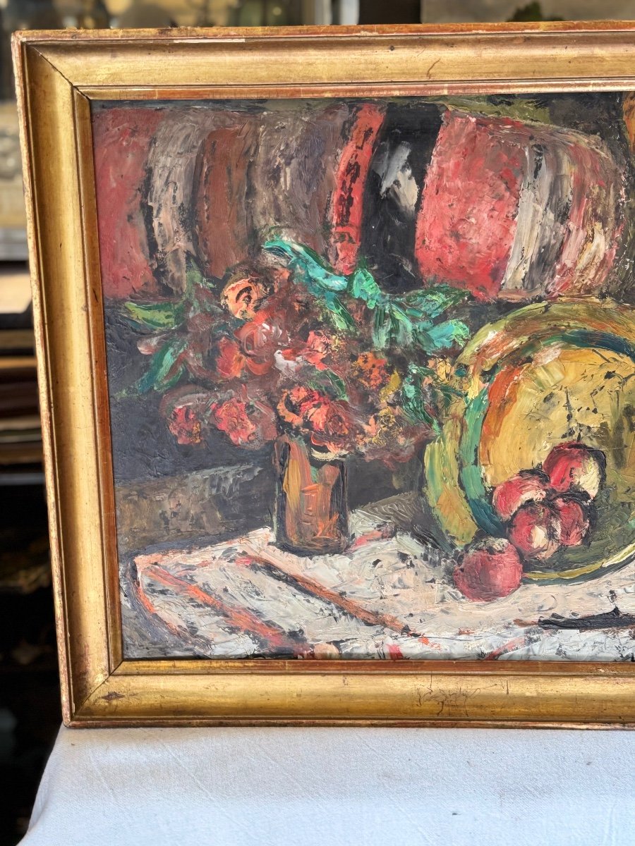 Still Life Painting Fruit Basket And Fruits -photo-3