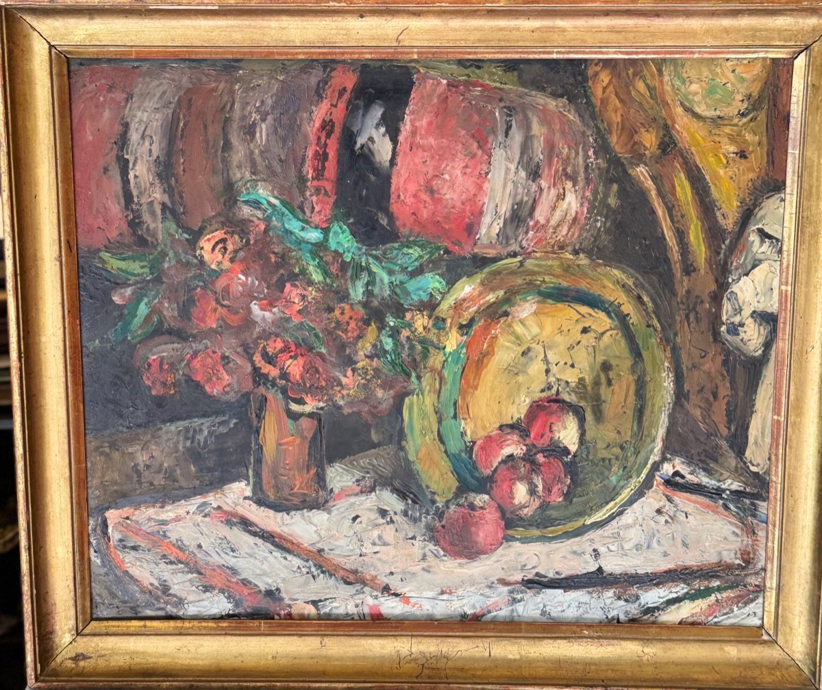 Still Life Painting Fruit Basket And Fruits 