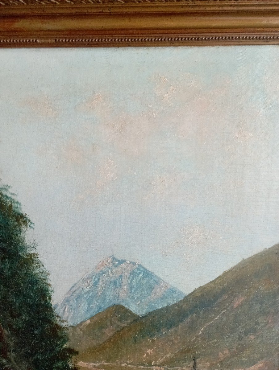 Tableau de Paysage pyrénéen, le passage du col de Roncevaux.-photo-1