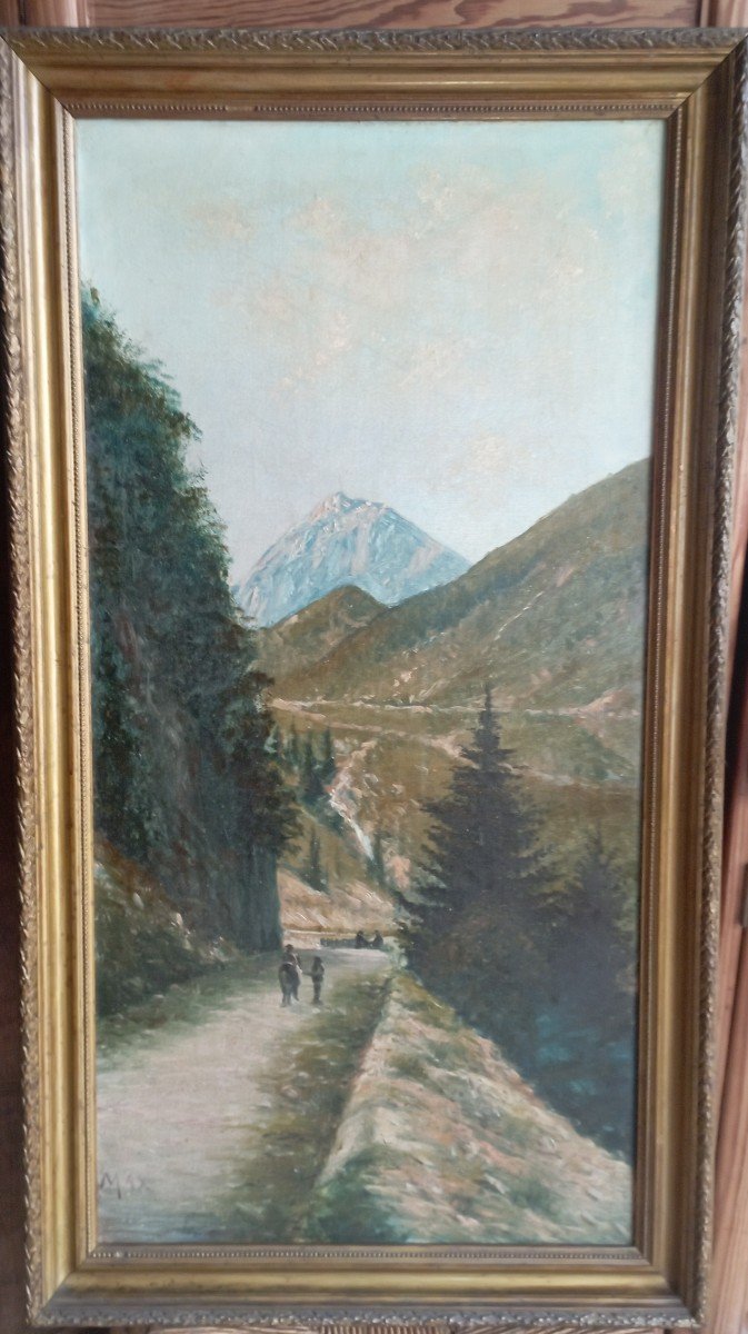 Tableau de Paysage pyrénéen, le passage du col de Roncevaux.