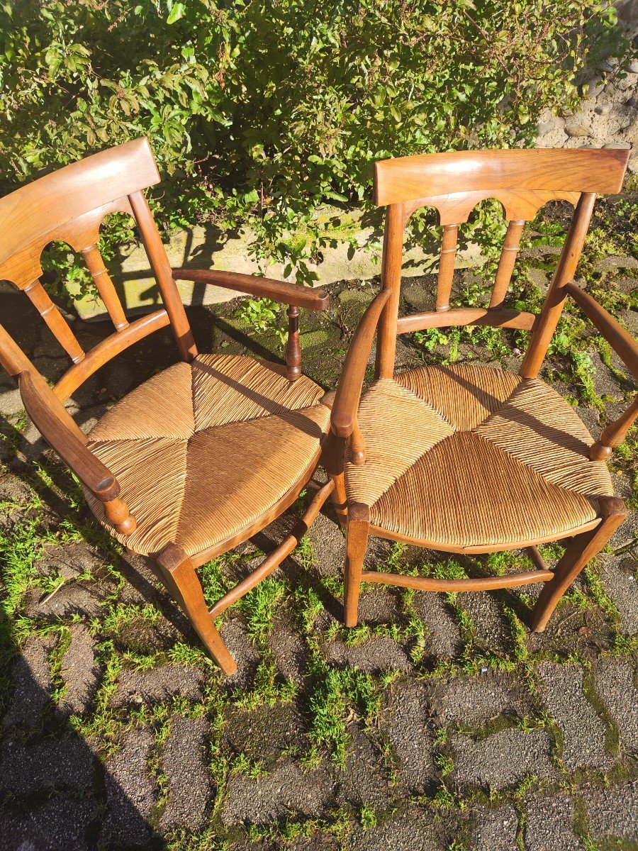 Fauteuils, Paire De Fauteuils Paillés-photo-1