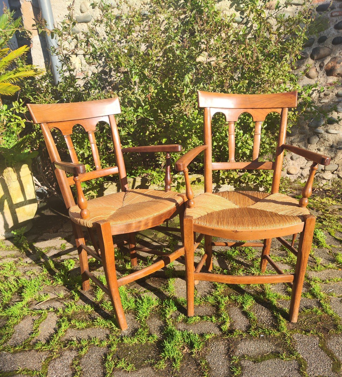 Fauteuils, Paire De Fauteuils Paillés