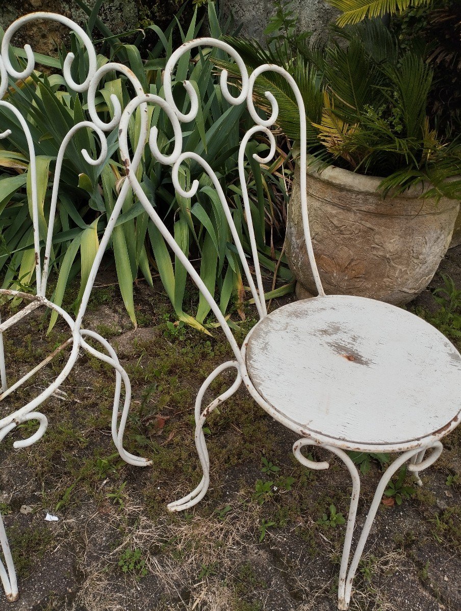 Wrought Iron Chairs, Pair 19th Century -photo-3