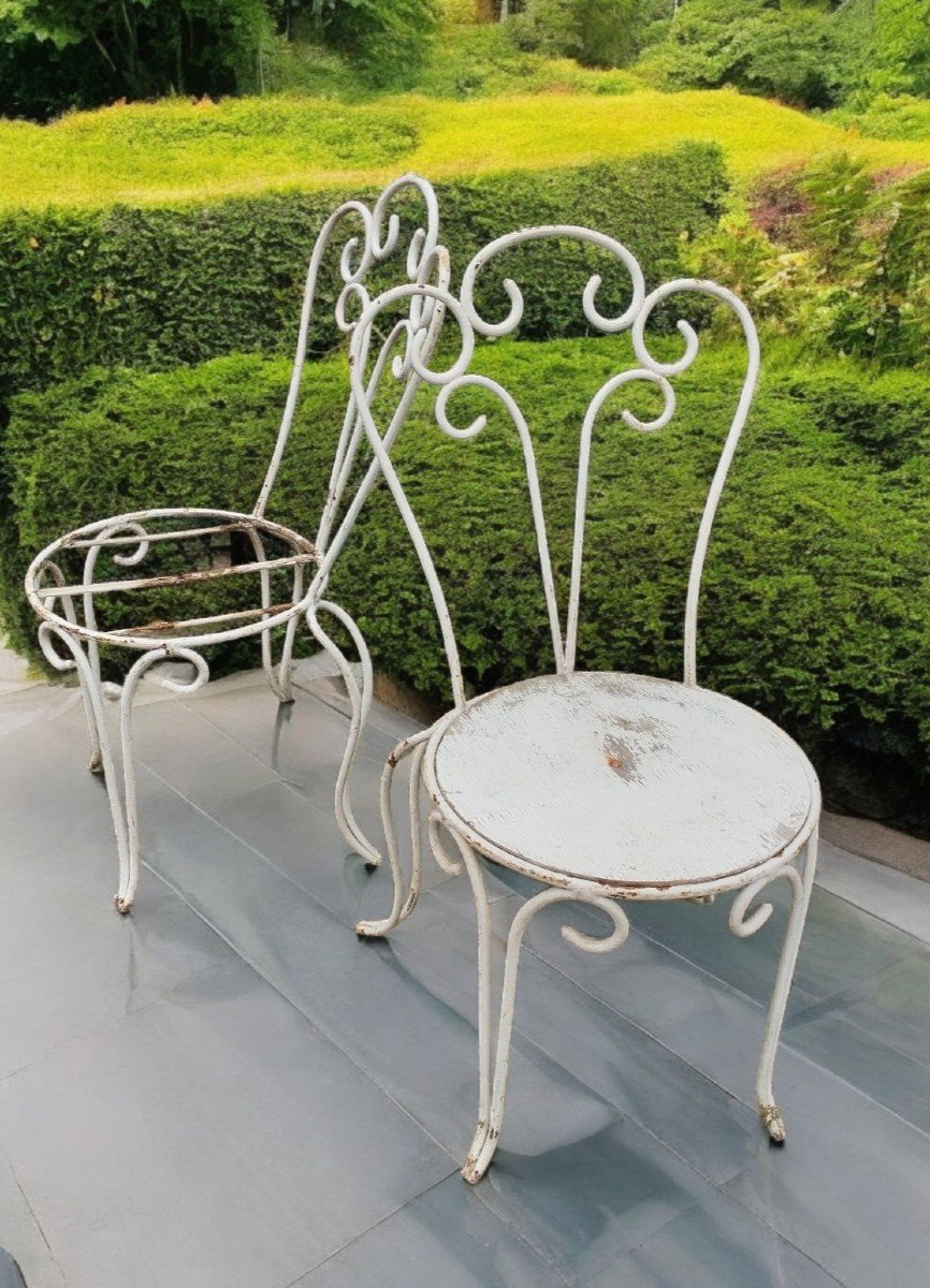 Wrought Iron Chairs, Pair 19th Century 