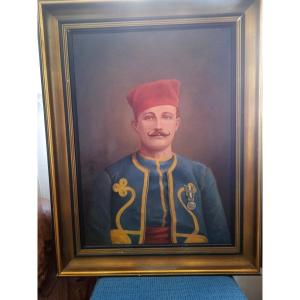 Tableau Zouave En Habit à La Décoration Militaire Marocaine 