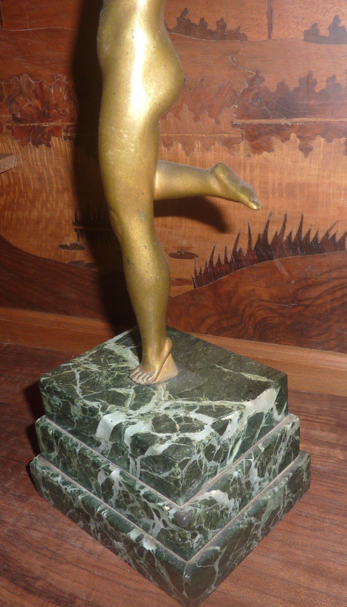 Statue Art Deco -femme En Bronze-photo-3