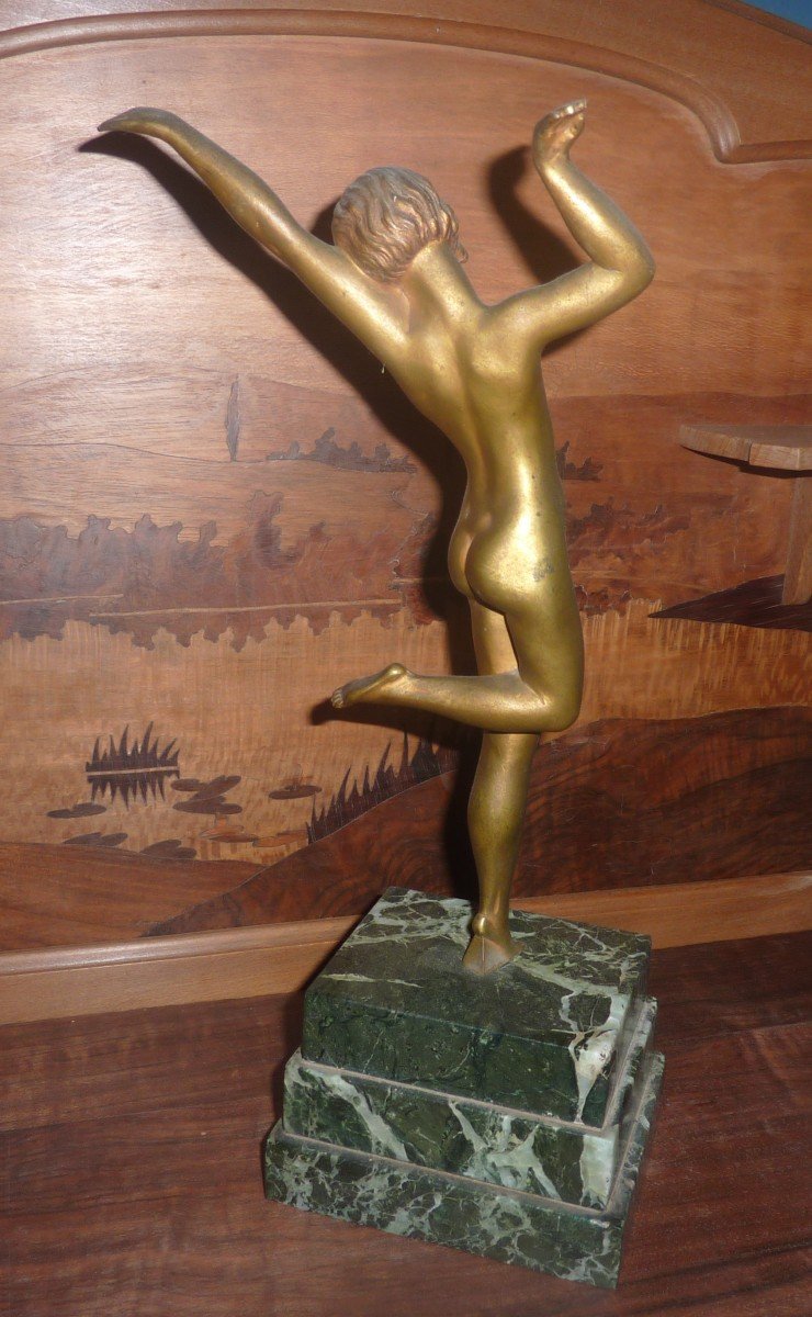 Statue Art Deco -femme En Bronze-photo-4