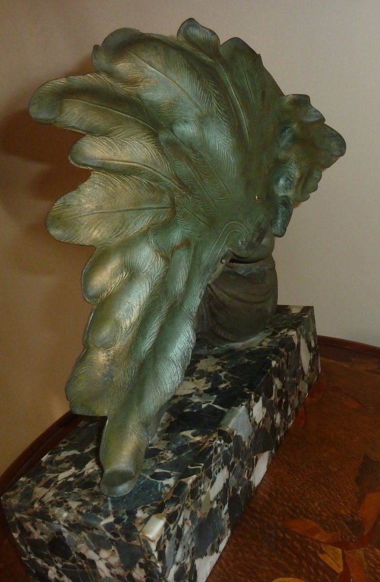 Art Deco Statue-woman Al Eventail-photo-2