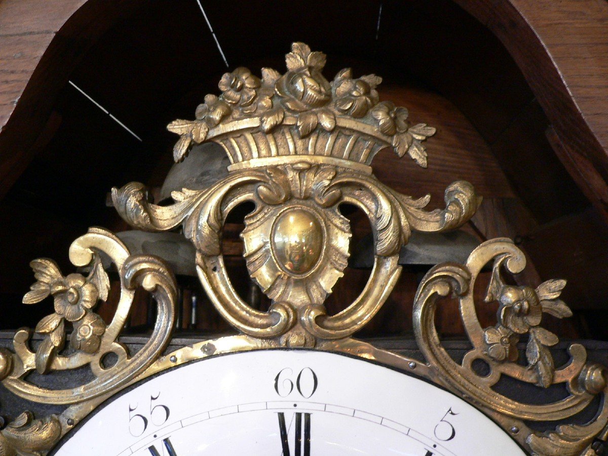 Très Grande Horloge De Château En Noyer Du XVIIIème-photo-5