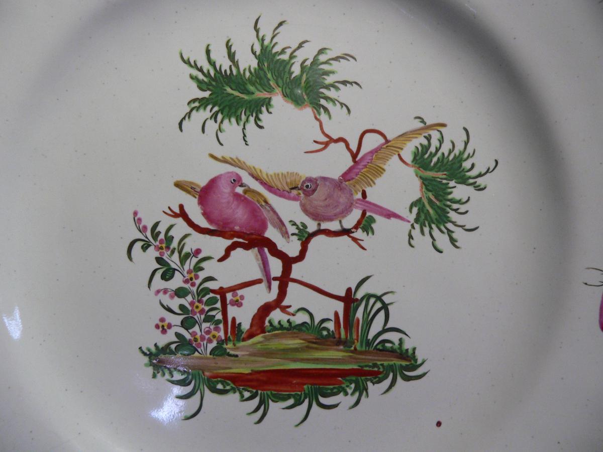 From Luneville Faience Plate In Eighteenth Decor Aux Oiseaux-photo-2