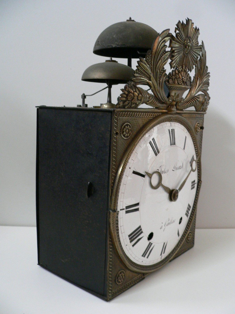 Parquet Clock Movement With Three Bells Early 19th Century With Quarter Strike.-photo-1