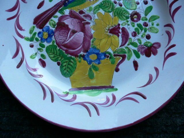 19th Century Islettes Earthenware Plate With Tit Decoration-photo-1