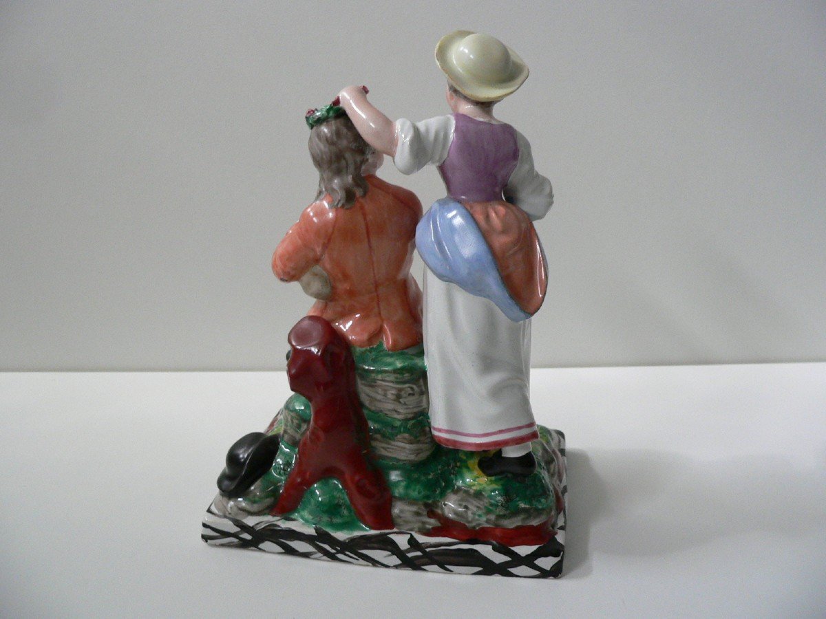 Earthenware Group From Islettes Early XIXth "the Crowned Shepherd"-photo-3