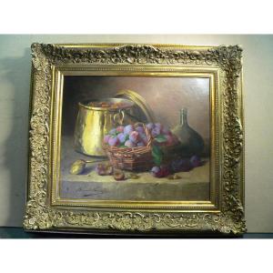 Still Life 19th Century Signed Brunel De Neuville