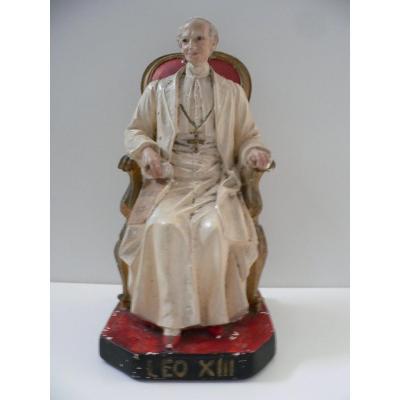 Statuette En Plâtre XIX ème Représentant Le Pape Léon III 