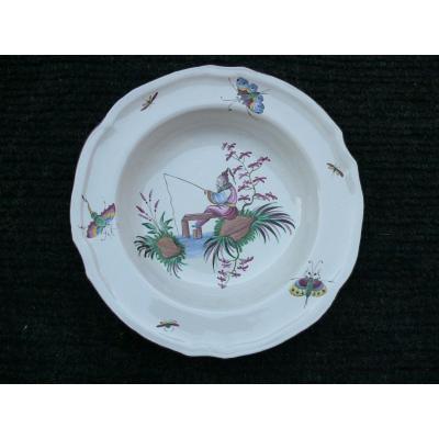 Earthenware Plate From Lunéville End XVIII With Chinese Decor