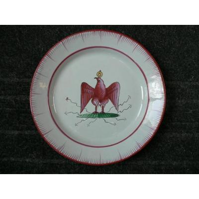 Plate In Earthenware Of Islettes XIXth Decor With Eagle