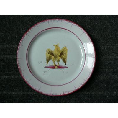 Plate In Earthenware Of Islettes XIXth Decor With Eagle