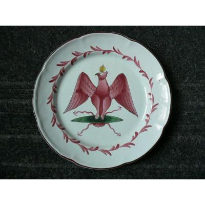 Plate In Earthenware Of Islettes XIXth Decor With Crowned Eagle