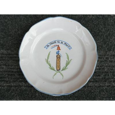 Revolutionary Plate In Earthenware By Waly Eighteenth Beam Of Lictor