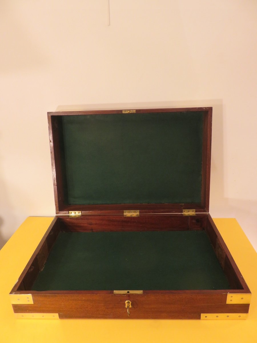 Nineteenth Century Mahogany And Brass Marine Box-photo-2