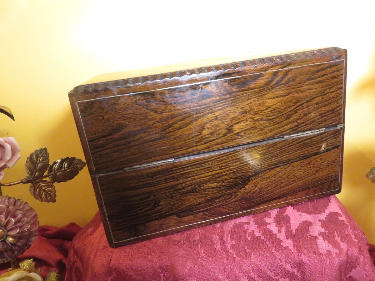 Box, Scent Box With Two Bottles And Brass Marquetry Napoleon III Period-photo-4