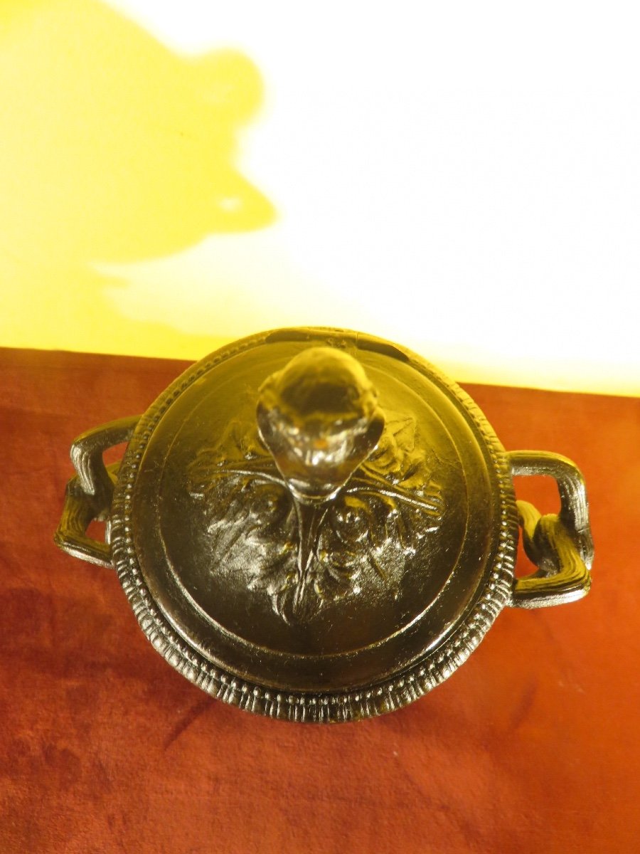 Crater Vase Or Covered Cup, In Bronze, On A Shower Stand Decorated With 19th Century Fauns-photo-4