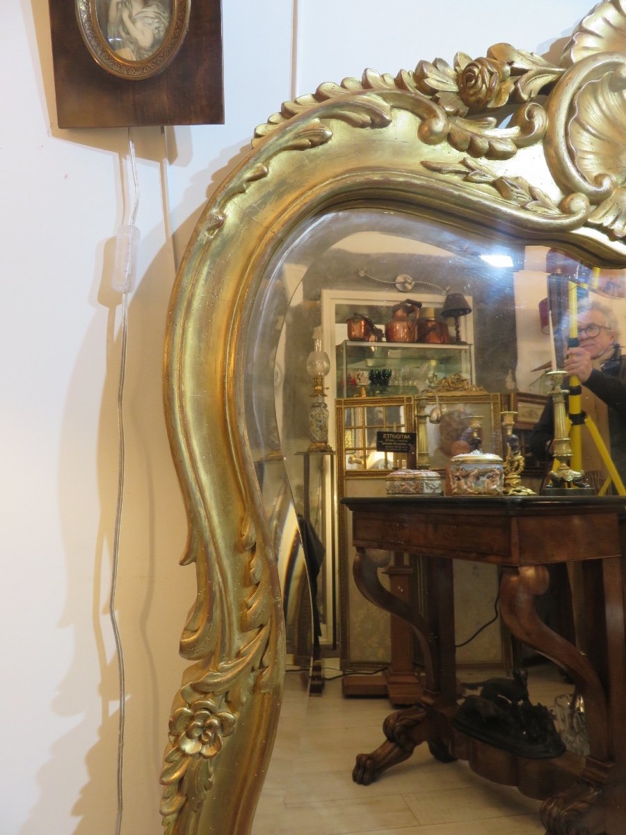 Louis XV Style Mirror In Gilded Wood, 20th Century-photo-1