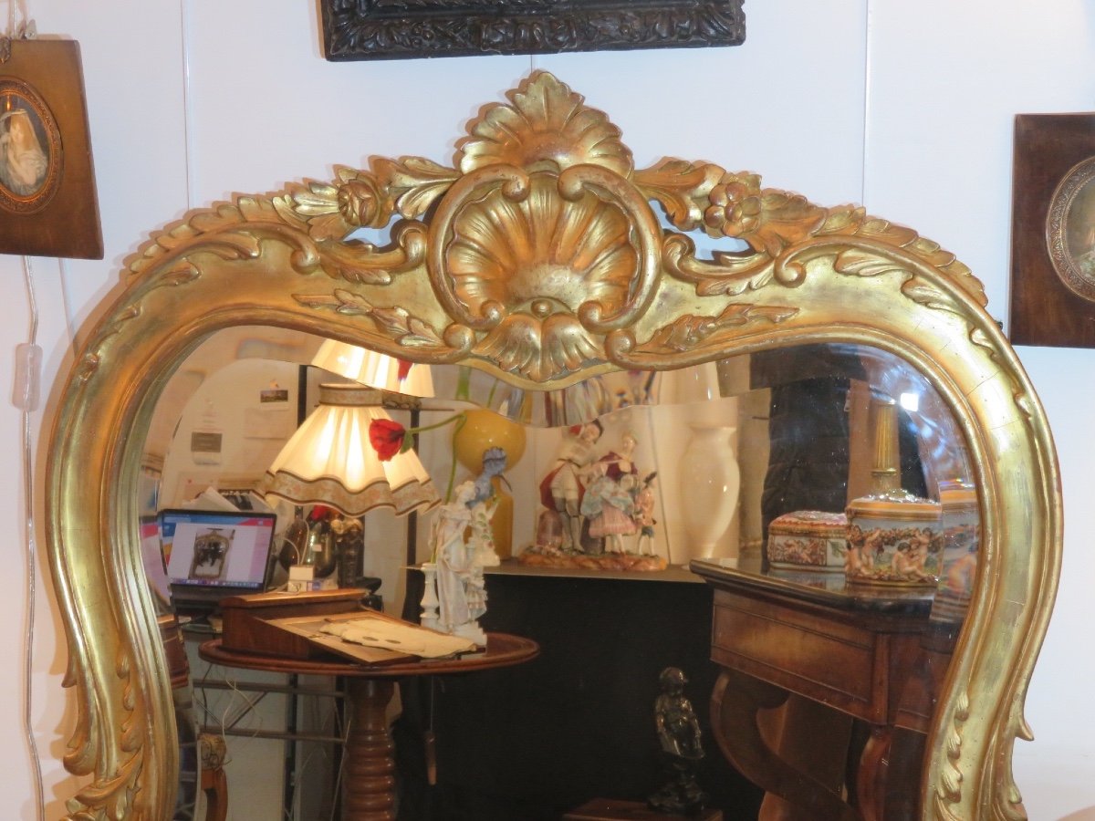 Louis XV Style Mirror In Gilded Wood, 20th Century-photo-2