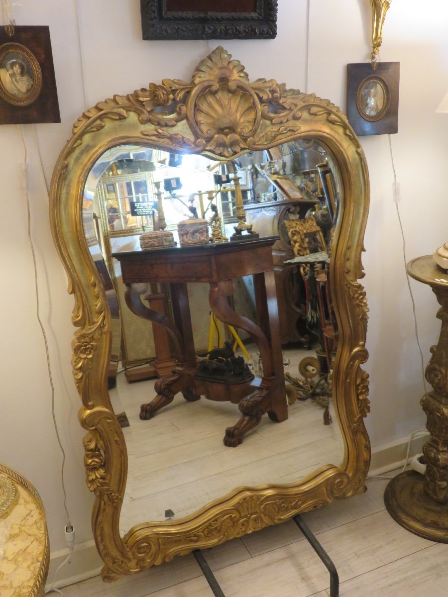 Louis XV Style Mirror In Gilded Wood, 20th Century-photo-7