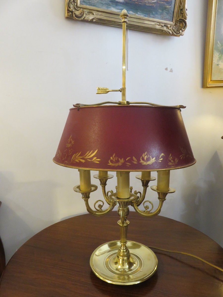 Bouillotte Lamp With Five Sconces In Gilded Bronze XXth-photo-2