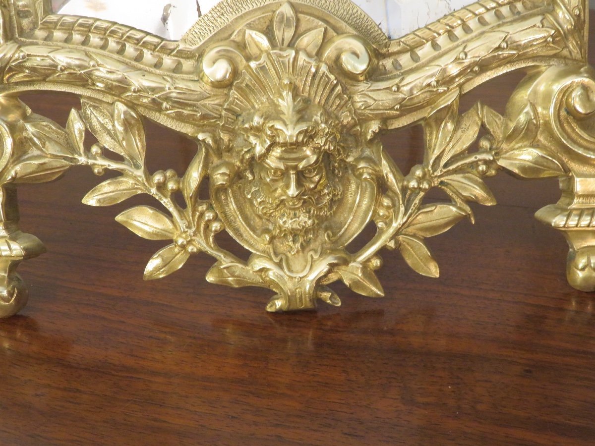 Miroir à poser ou à suspendre  ( Hauteur 50 cm ) en bronze doré , de style Rocaille XIX ème-photo-3